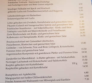 Speise-/Getränkekarteauszug