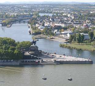 Blick von Seilbahn auf Deutsches Eck
