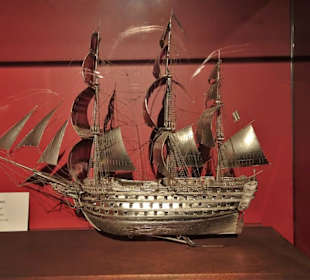 Schiffsmodell komplett aus Silber