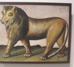 Löwe von Niko Pirosmani (Öl auf Karton)