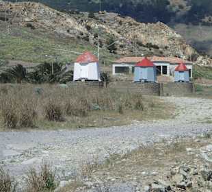Blick auf die alten drehbaren Getreidemühlen