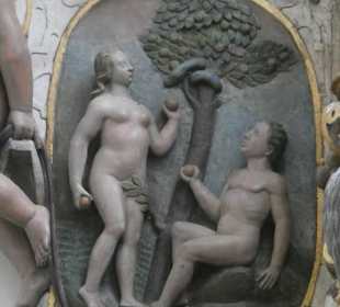 Detailansicht vom Alabaster-Epitaph in St. Moriz