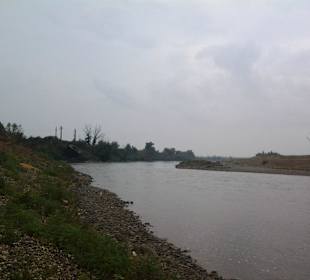 River narrows in the curve