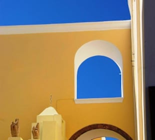 Santorin selbst im Bild Landschaft, Stadt