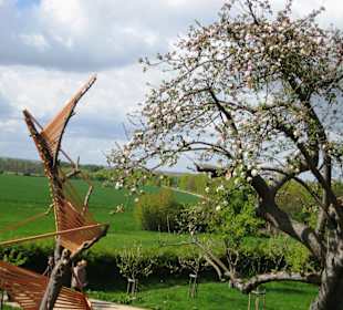 Skulpturen und Obstbäume