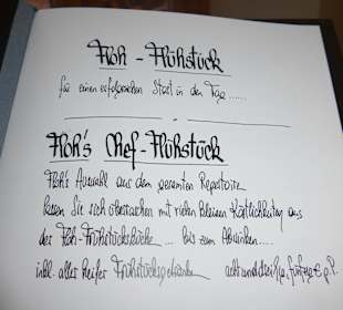 Anfang der Frühstücksmenüs