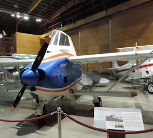 Militär und Zivilflugzeuge in einer Halle