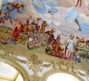 Das Weltreich-Gemälde im Treppenhaus des Schlosses