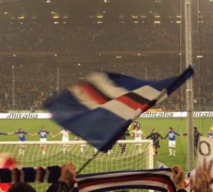 Partita della Sampdoria, giocatori in campo
