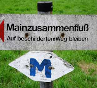 Wegweiser zum Mainzusammenfluss