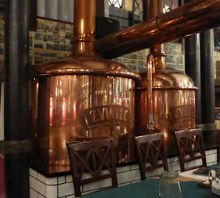 Braukessel im Gastraum