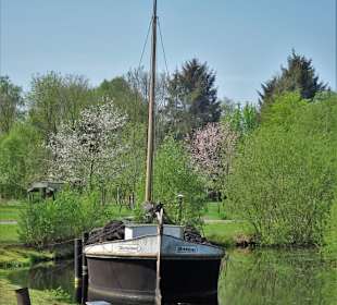 Moorschiff im Graben des Museums