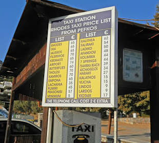 Taxi-Preise ab Taxistand Pefki