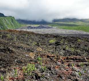 Blick auf die Lavafelder des Vulkans