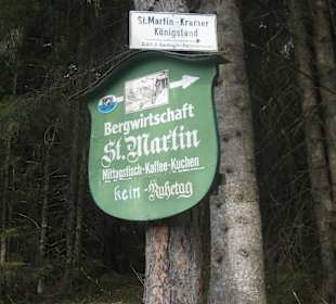St.Martinshütte - Hinweisschild