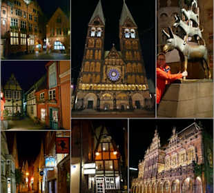 Bremens wunderschöne Altstadt bei Nacht