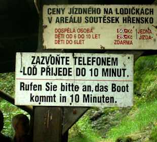 Taxi-Ruf für den Kahn in der Wilden Klamm