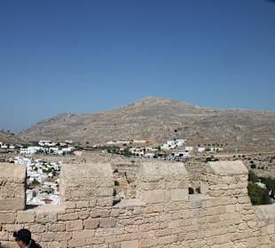 Oben auf der Akropolis blick auf lindos