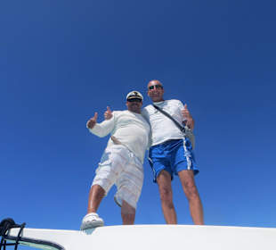 Spaßvögel Helmut und Marcel auf Saone