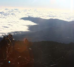 Abstieg in den Wolken
