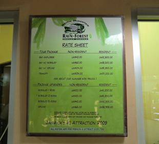 Preistafel der Mystic Moutain