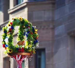 Volkstanzgrp.Eschenbach Festwagen Erntedank