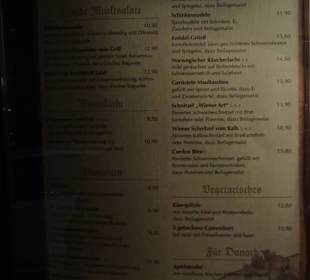 Speisekarte Deutsch