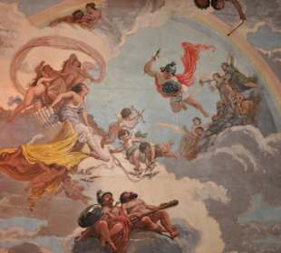 Deckengemälde im Konzertsaal im Palau del Rei Sanç