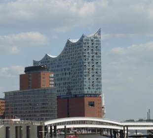 Blick von den Landungsbrücken zur Elphi