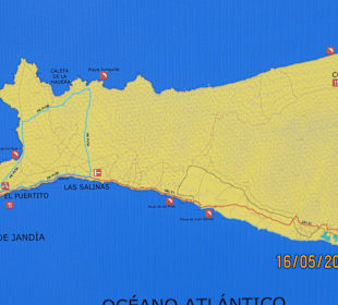 Karte Südspitze von Fuerteventura mit Weg nach Cofete