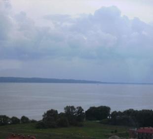 Blick vom Leuchtturm über Haff nach Elbing