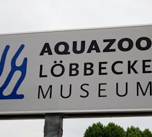 Hinweisschild zum Aquazoo Löbbecke Museum