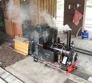 Die Mini-Dampflok beim anwärmen
