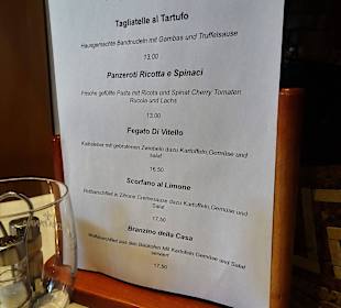 Die Tageskarte der Trattoria