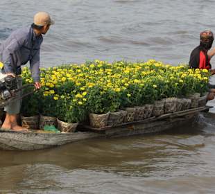 Blumentransport  am Mekong in Cai Rang