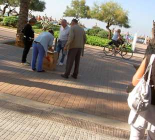 Hütchenspieler auf der Promenade