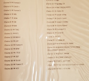 Programmliste für den Fernseher. Es gibt einen österreichischen Kanal (38 , Sat.1) - sodass man als Deutscher auch Fernsehen kann, wenn man möchte. Hotel Terminus Lyon