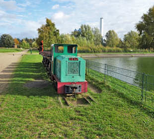 Alte Lok am Museumsbecken der Wasserkunst