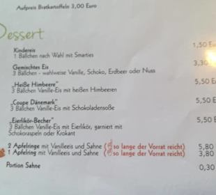 Auszug aus der Speisekarte