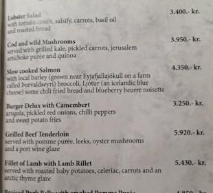 Speisekarte Hauptgänge