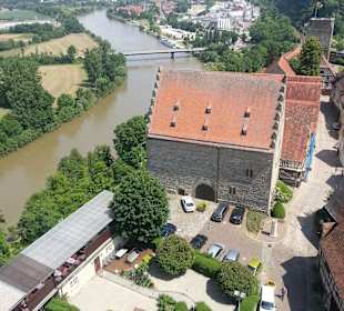 Blick vom blauen Turm zum Neckar