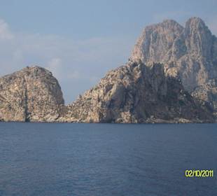 Es Vedra auf der Fahrt Ibiza/Formentera