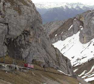 Die Teilstrecke der Zahnradbahn von oben