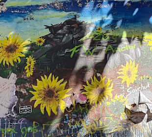 Sonnenblumen und Panzer