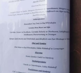 Speisekarte