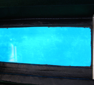 Blick durch den Glasboden - kaum zu fotografieren