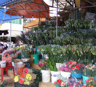 Blumen vor der Markthalle