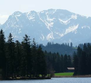 Schwaltenweiher Blick in die Berge