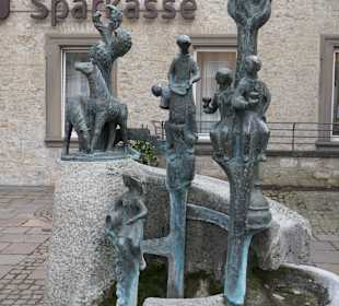 Beim Sparkassen-Brunnen in Schweinfurt