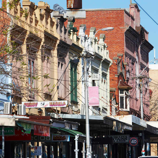 Die High Street in Melbourne, Australien.